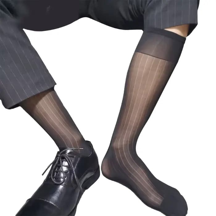 Chaussettes fines en soie pour hommes, chaussettes d'affaires transparentes, en Nylon doux, pour pan