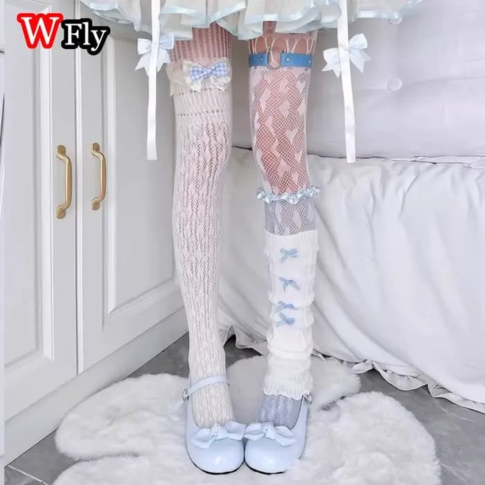 Chaussettes hautes pour femmes style Harajuku Y2K, gothiques, sexy, à motifs 'Love' ajourés, avec an