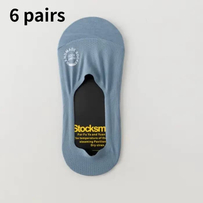 6 paires de chaussettes bateau pour hommes, texture gaufrée, invisibles, antidérapantes, respirantes
