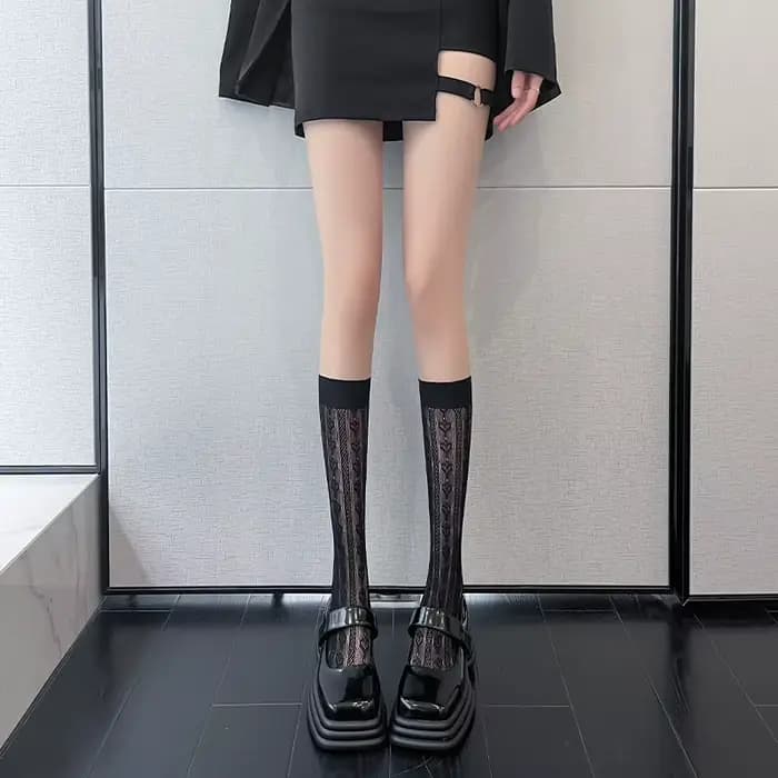 Chaussettes Lolita en dentelle Cosplay pour femmes, chaussettes longues, Tube moyen, chaussettes au 
