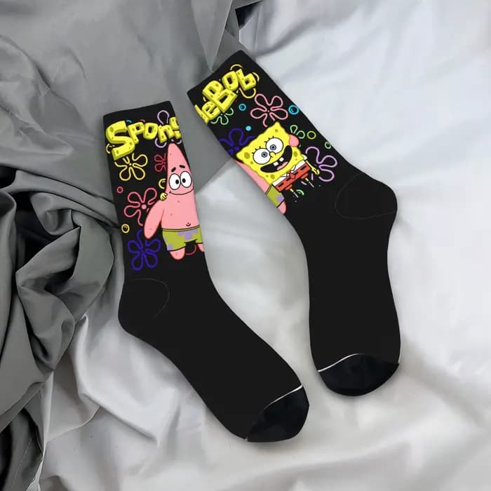 Chaussettes pour femmes et hommes, chaussettes Spongebob, chaussettes amusantes et confortables pour