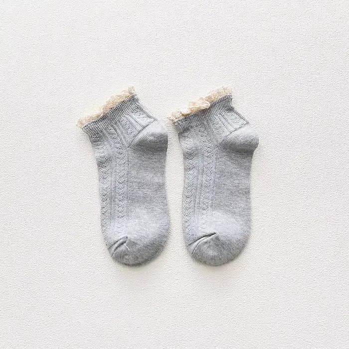 Chaussettes à volants en dentelle pour femmes, style japonais et coréen, couleur unie, mignonnes, co