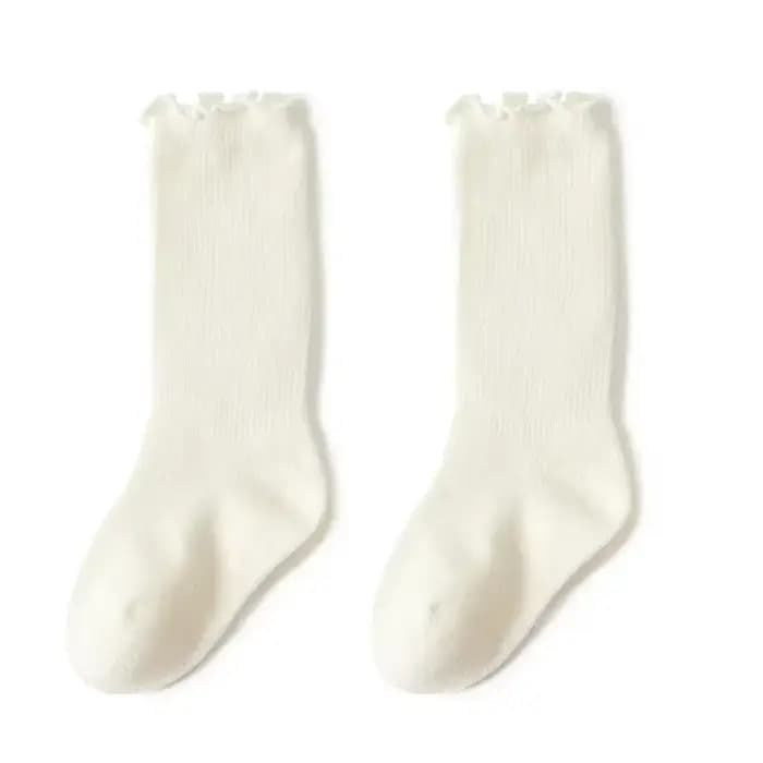 Chaussettes d'automne à volants pour bébés filles, chaussettes longues en coton, hautes, douces et s