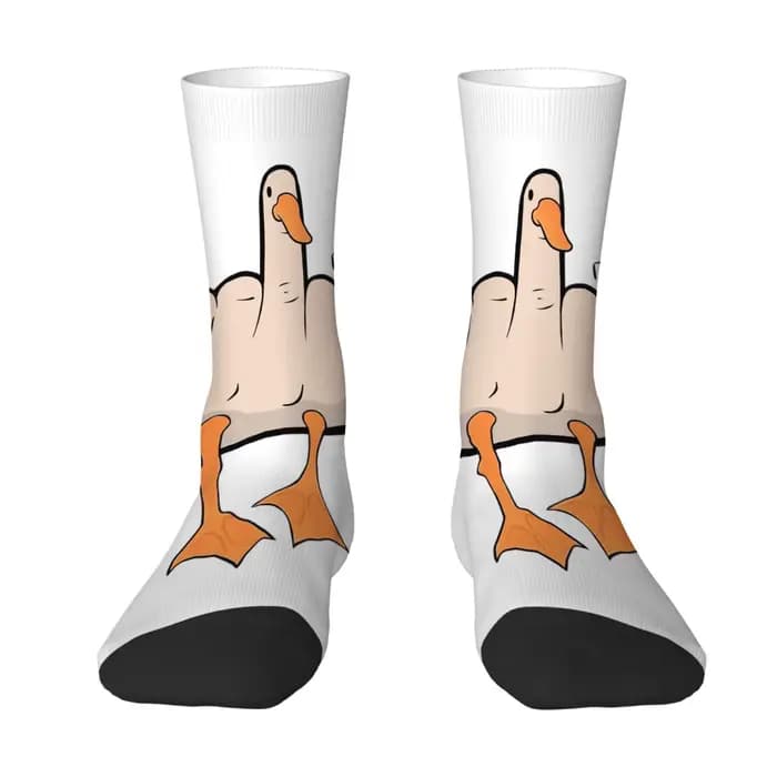 Chaussettes d'extérieur de dessin animé avec canard drôle, conception imprimée au milieu, longueur m