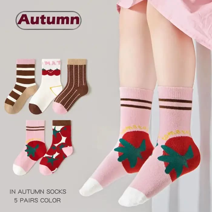 5 paires de chaussettes de printemps pour filles, chaussettes mignonnes en coton de classe A, chauss