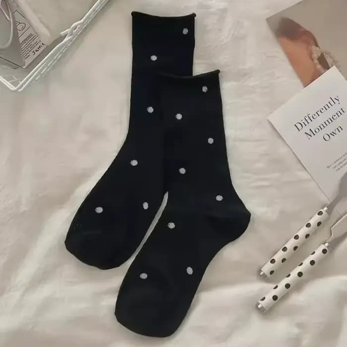 Chaussettes à pois pour femmes, chaussettes fines en coton à imprimé pois pour filles, cadeau mignon