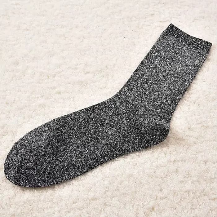 Chaussettes en soie dorée et argentée pour femmes, Tube à paillettes Sox, couleur unie, brillante, h