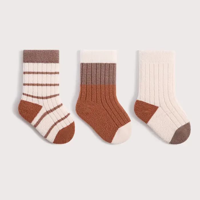 3 paires de chaussettes en peluche pour bébé, chaussettes épaisses et chaudes pour enfants de 0 à 3 