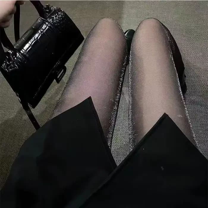 Bas scintillants pour femmes, collants noirs brillants, collants sexy, collants classiques, mince, c