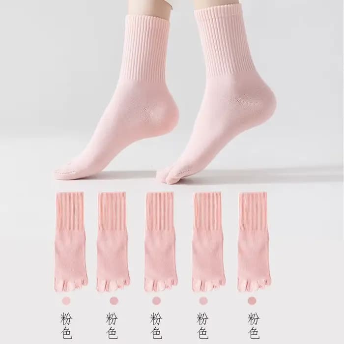 Chaussettes en coton à cinq doigts pour femmes, chaussettes respirantes de couleur unie, chaussettes