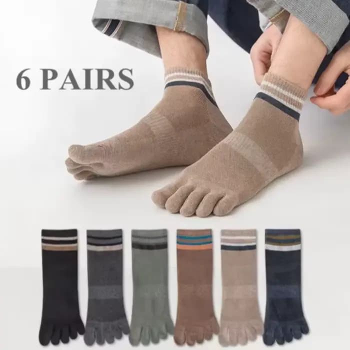 6 paires de chaussettes à cinq doigts pour hommes, couleur unie, chaussettes de cheville tendance av