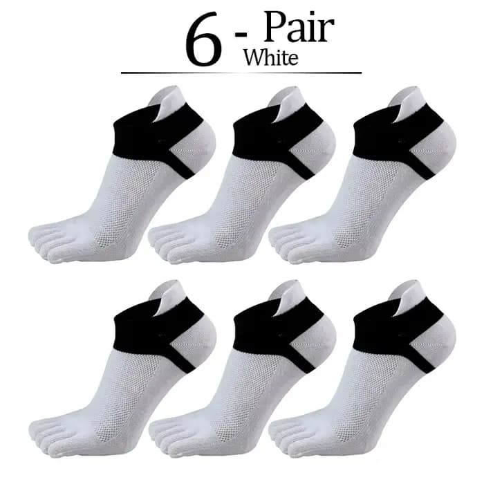 6 paires/lot été hommes chaussettes de sport couleur unie doux respirant coton cheville 5 doigts cha