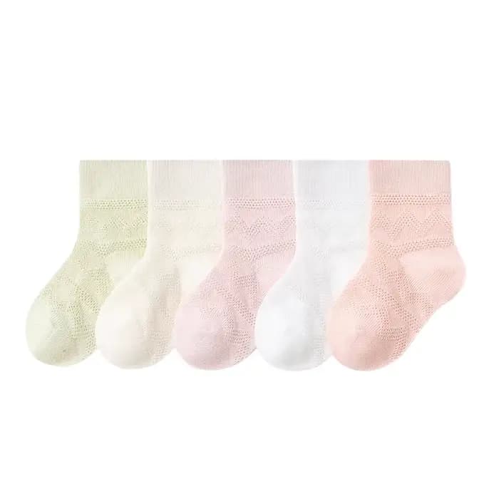 Chaussettes en coton respirant pour enfants de 0 à 8 ans, 5 paires, chaussettes à bout sans couture 