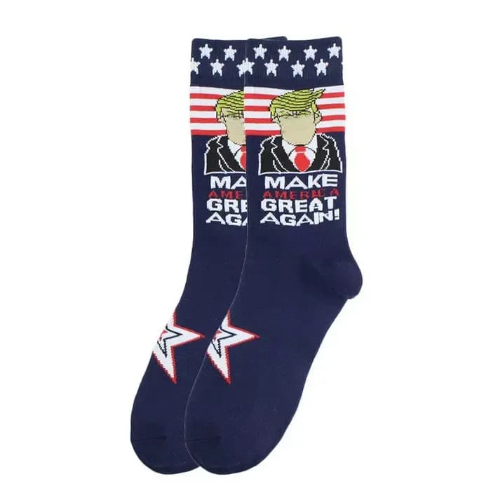 Chaussettes présidentielles amusantes et amusantes avec faux cheveux 3D, chaussettes à col rond pour