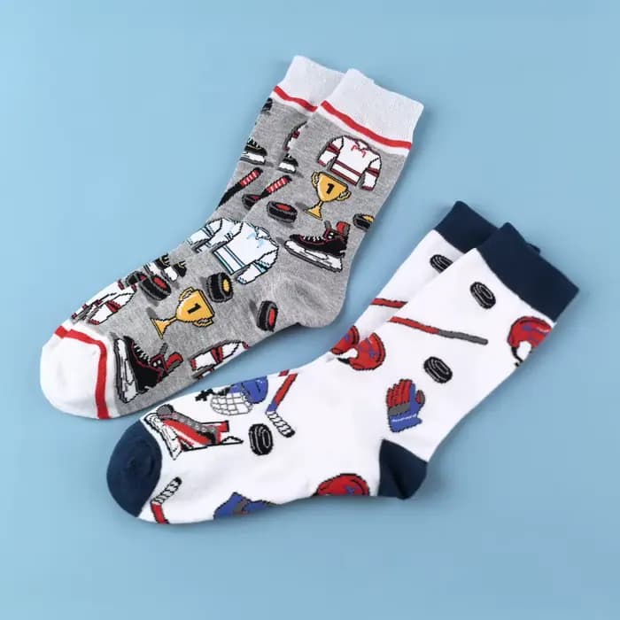 2 paires de chaussettes mi-mollet à thème hockey sur glace, idéales pour les vêtements actifs de tou