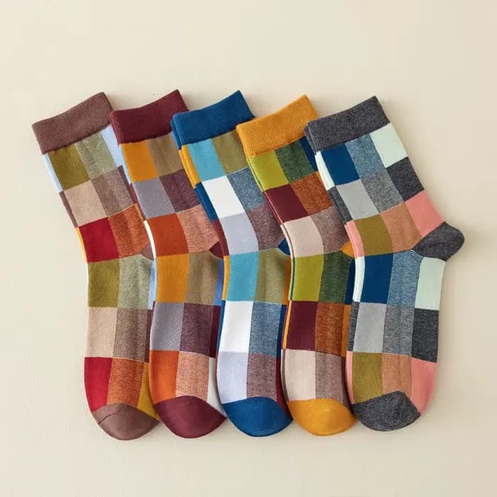 5 paires de chaussettes en coton peigné pour hommes, chaussettes de Compression pour fête en plein a