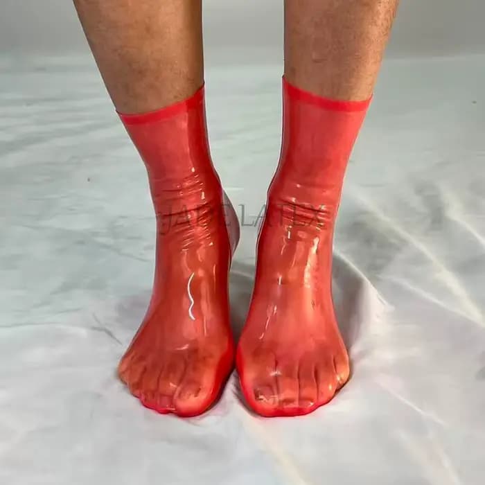 Chaussettes en latex rouge transparent naturel unisexe taille et couleur personnalisables
