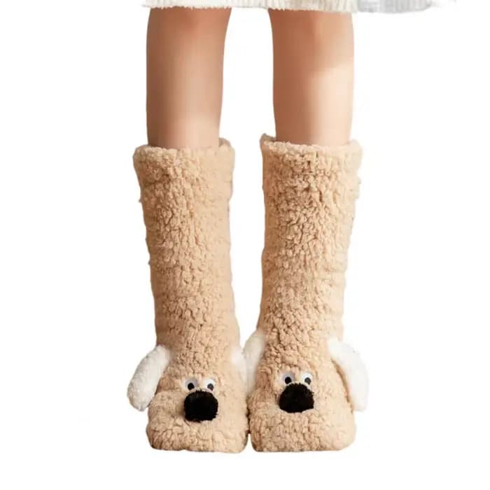 Chaussettes de sol pour adultes, chaussettes de neige d'hiver pour sommeil, couverture de jambe de C