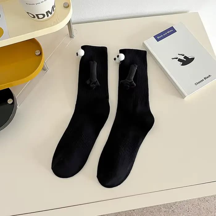 chaussettes blanches chaussettes femmes rigolottes Chaussettes magnétiques 3D main dans la main pour