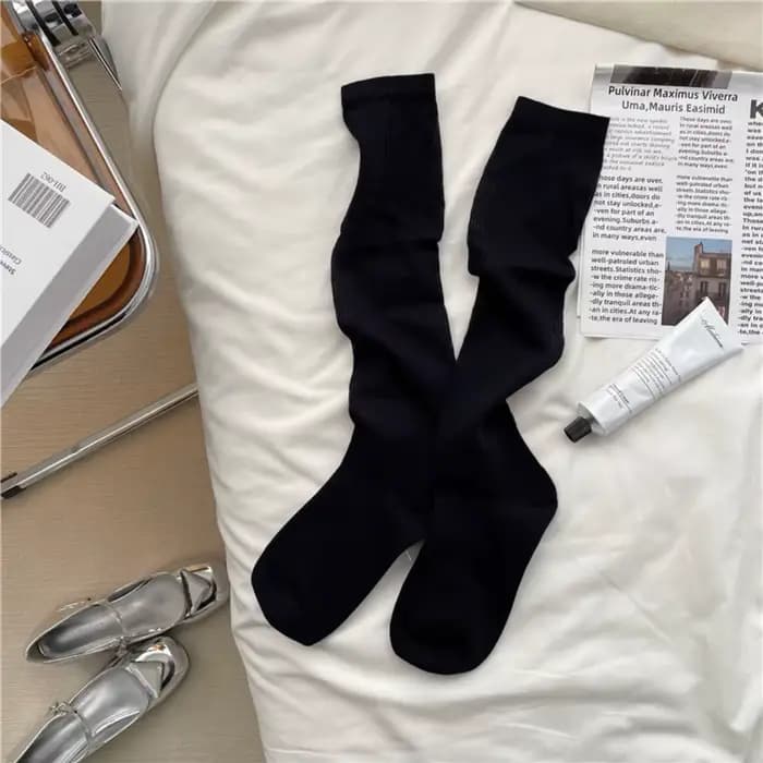 Chaussettes fines mi-hautes pour femmes, confortables, respirantes, couleur unie, noir, blanc, gris,