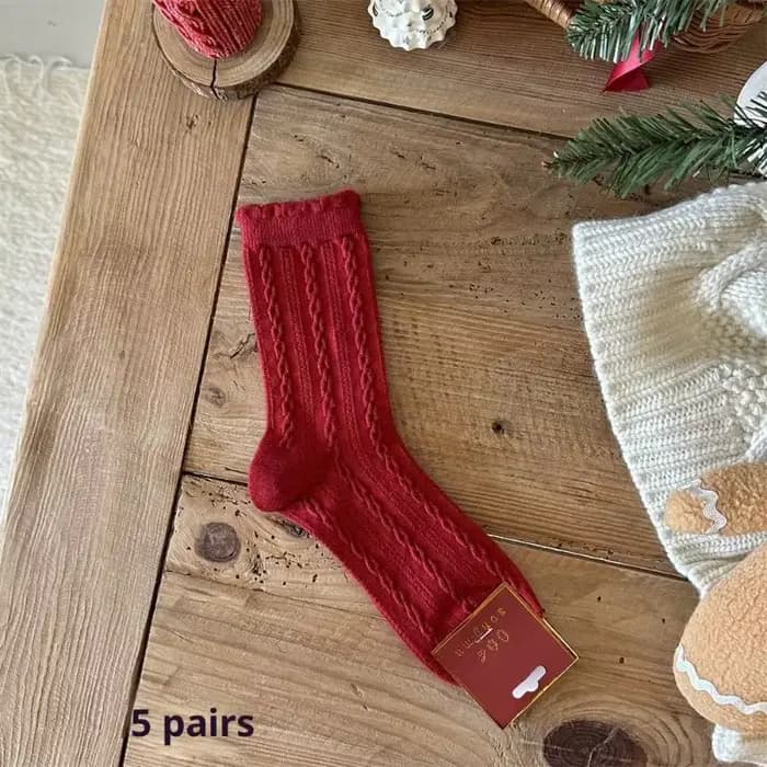 5 paires de chaussettes de noël pour femmes, mignon père noël, automne hiver, élan, mi-mollet, Festi