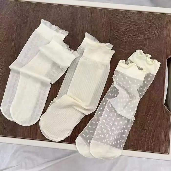 Chaussettes d'été en maille et dentelle pour femmes, chaussettes courtes, Ultra-fines, transparentes