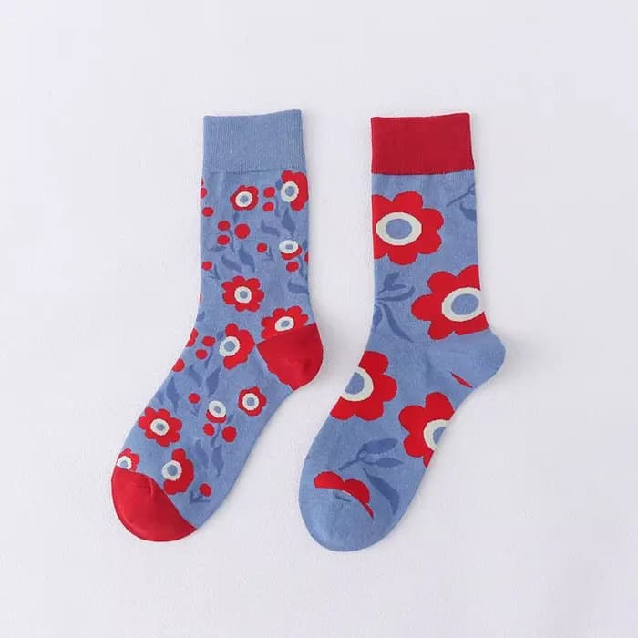 Chaussettes tendance Ab paragraphe pur coton haut Tube chaussettes dessin animé créatif petites fleu
