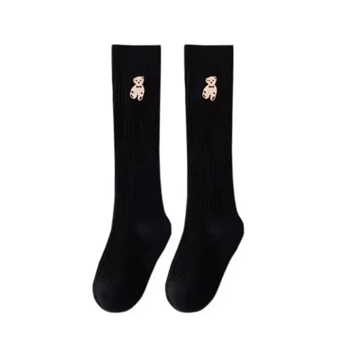 1 paire de chaussettes mignonnes pour enfants, joli ours de dessin animé, chaussettes hautes aux gen