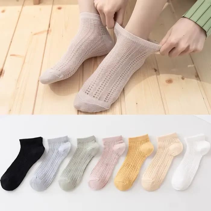 5 paires de chaussettes d'été mignonnes et amusantes en maille pour femmes, avec des bords de pièce 
