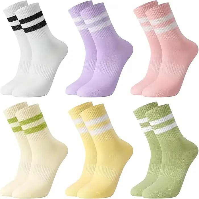 6 paires de chaussettes femmes chaussettes de Tennis chaussettes de sport colorées chaussettes en co