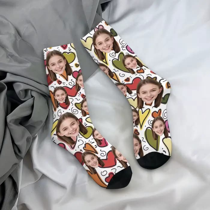 Chaussettes personnalisées en forme de visage, chaussettes unisexes personnalisées à faire soi-même,