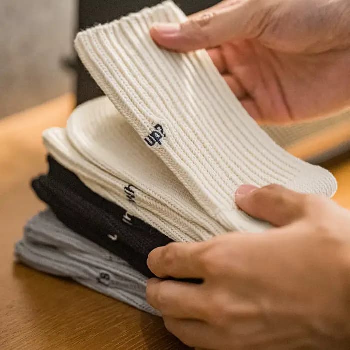 Maden 3 paires de chaussettes mi-mollet en tricot vintage point grossier broderie sport chaussettes 