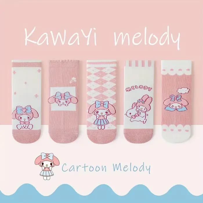Chaussettes pour enfants Kawaii My Melody, lot de 5, chaussettes en coton doux pour filles, chausset