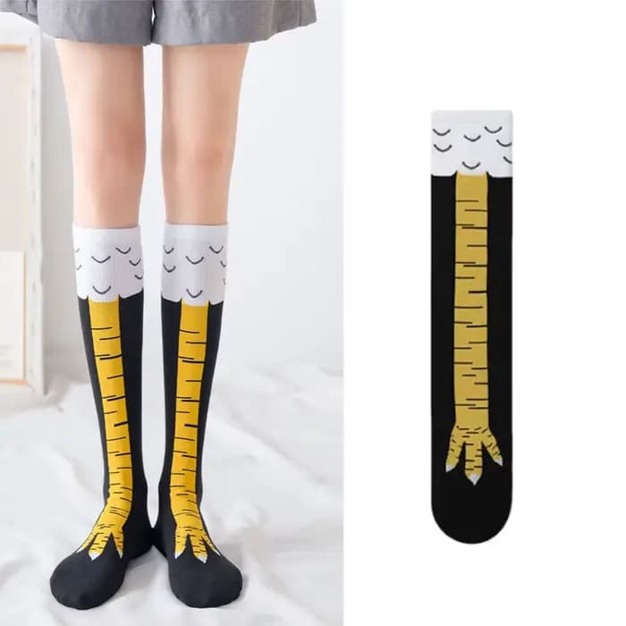 Pattes de poulet pieds chaussettes longues femmes sur le genou bas drôle dessin animé poulet jambe g