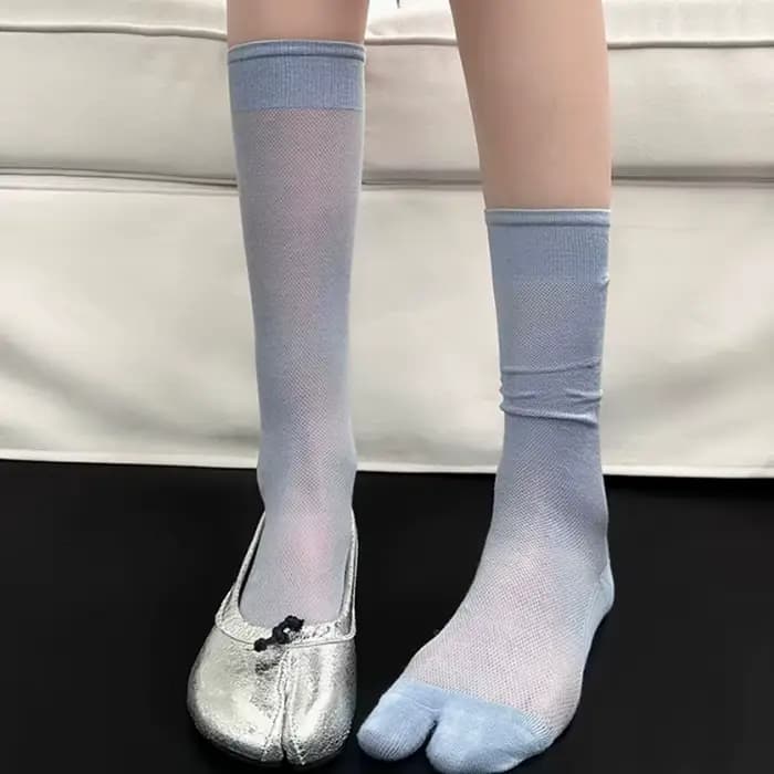 Chaussettes Tabi pour femmes, douces, respirantes, à bout fendu, en coton peigné, couleur unie, fine