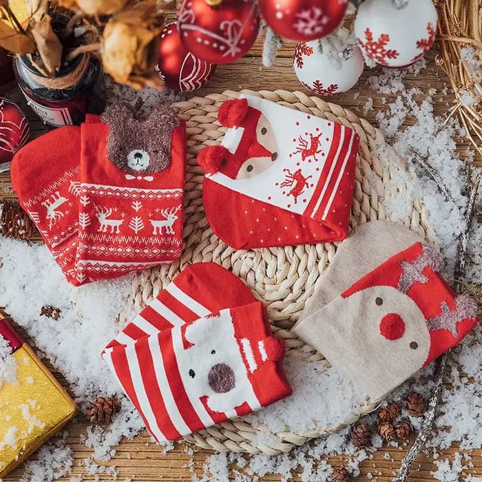 Chaussettes de noël amusantes pour homme, motif arbre, flocon de neige, Elk, neige, Tube en coton, b