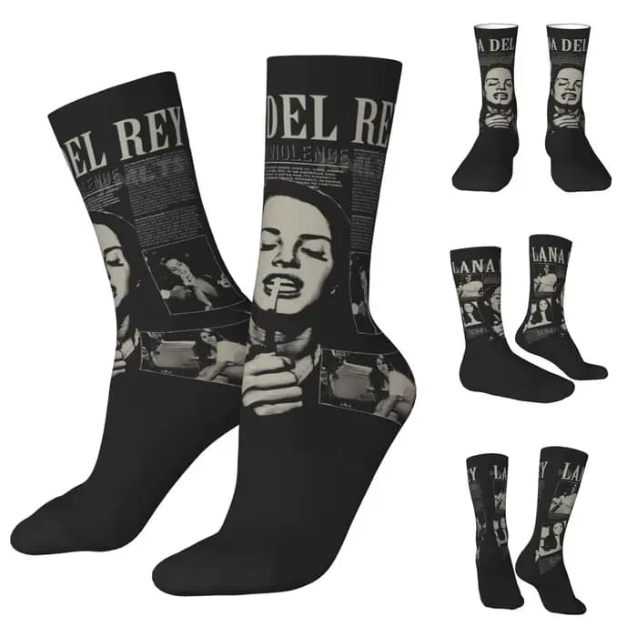 Lana Del Rey RNCan-Chaussettes unisexes, chaussettes imprimées en 3D pour la randonnée, style de rue