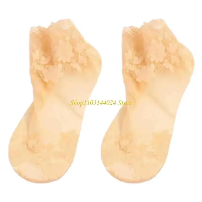 N5ke Casual Flower Lace en dentelle Chaussettes pour femmes Tissure en mailles légères Antislip Soue