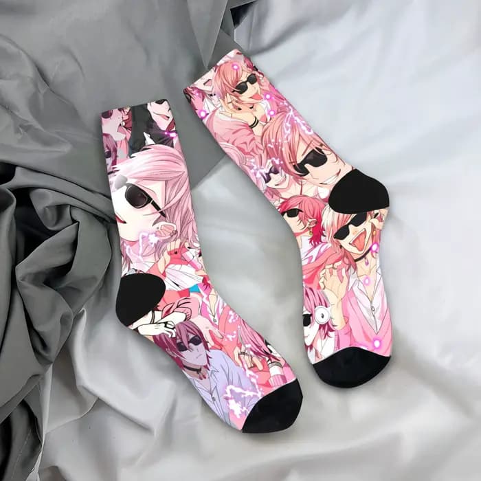 Chaussettes pour hommes Yarichin B Club Yuri bas printemps rétro chaussettes respirantes graphique c