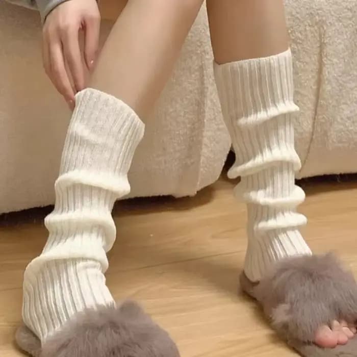Chaussettes chauffe-jambes pour femmes, style années 80, mignonnes, kawaii, en tricot épais, en coto