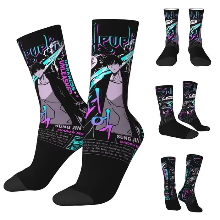 JINWOO-Chaussettes unisexes à nivellement solo, impression 3D, coupe-vent, style de rue heureux