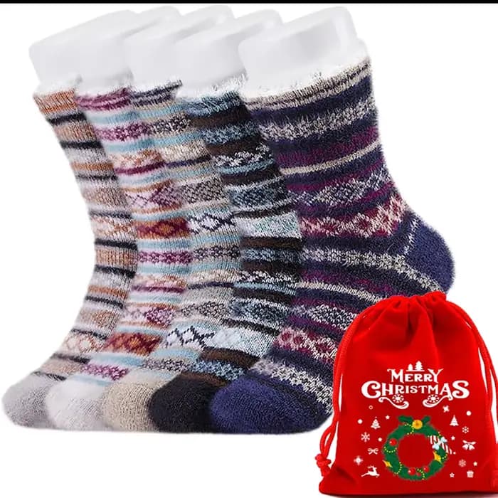 5 paires de chaussettes pelucheuses et confortables pour femmes, chaudes, confortables, douces, déco