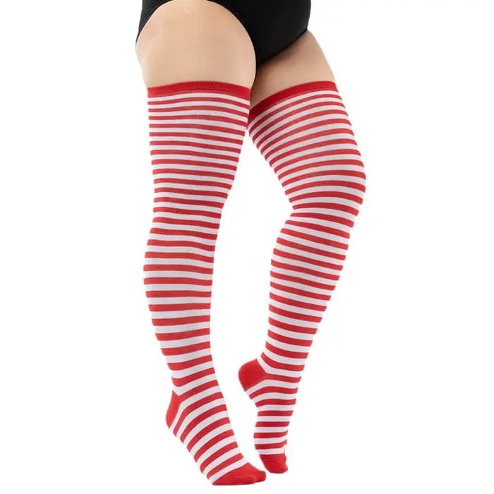 Chaussettes hautes d'halloween grande taille pour femmes, longues chaussettes hautes à rayures sur l
