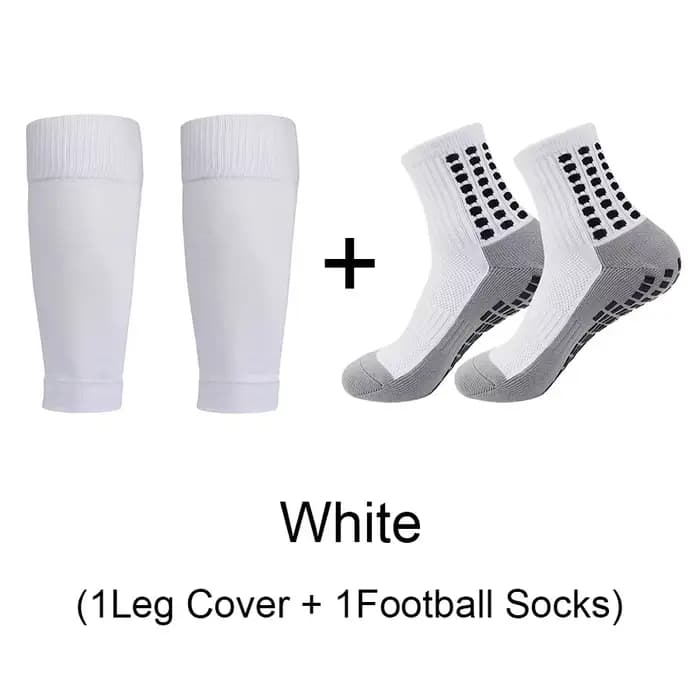 Ensemble de 2 paires de chaussettes et genouillères de Football pour hommes, manches de mollet, prot