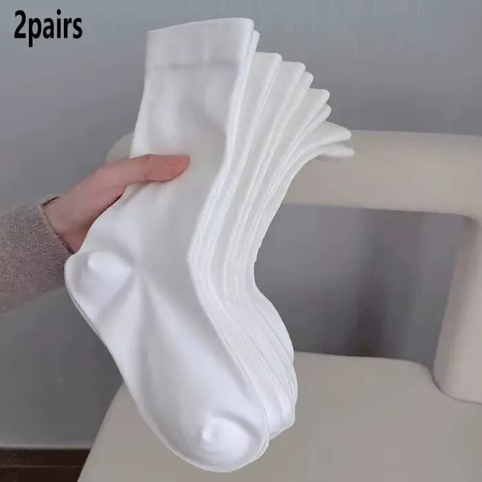 2/4 paires de chaussettes solides mi-mollet pour femmes, douces, absorbant la sueur, respirantes, dé