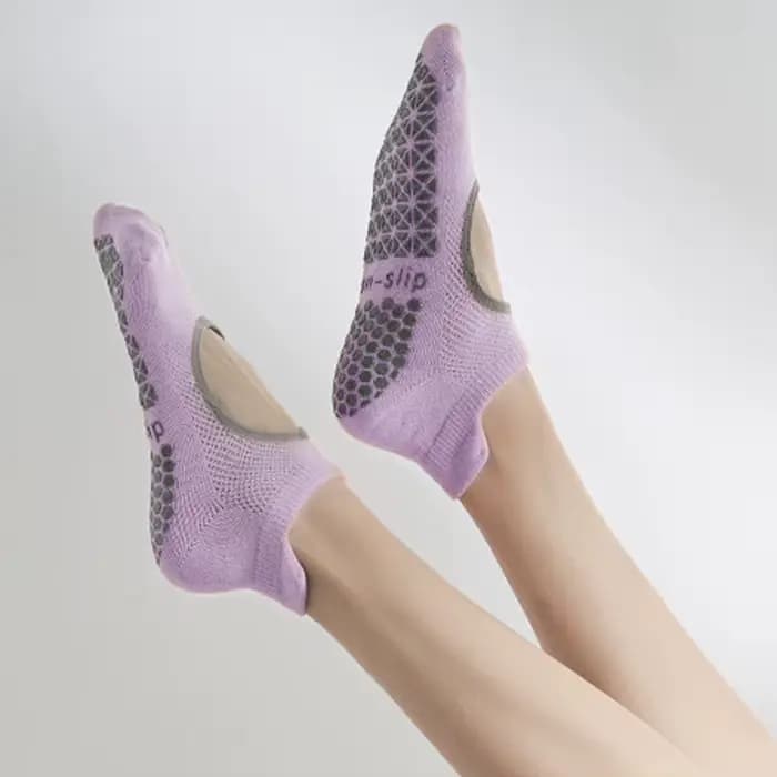 Chaussettes de sport en coton respirant pour femme, chaussettes de sol évidées, chaussettes de Pilat