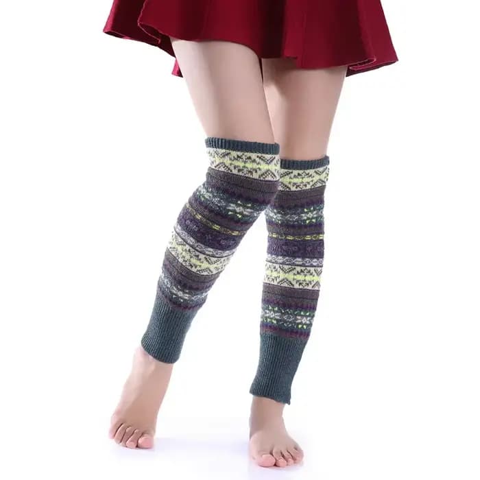 Chaussettes de Camouflage bohème en laine épaisse pour femmes, bottes chaudes aux genoux, protection