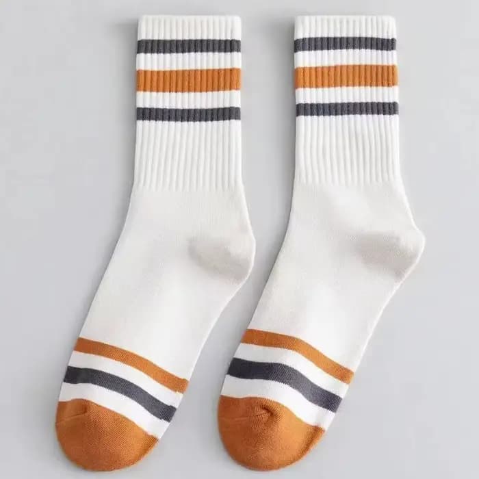 5 paires de chaussettes décontractées à rayures colorées pour hommes, chaussettes de sport à la mode