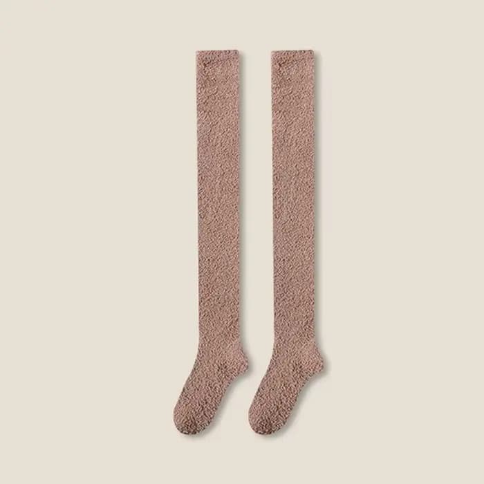 Chaussettes hautes chaudes en molleton de corail pour femmes, chaussettes longues en peluche pour do