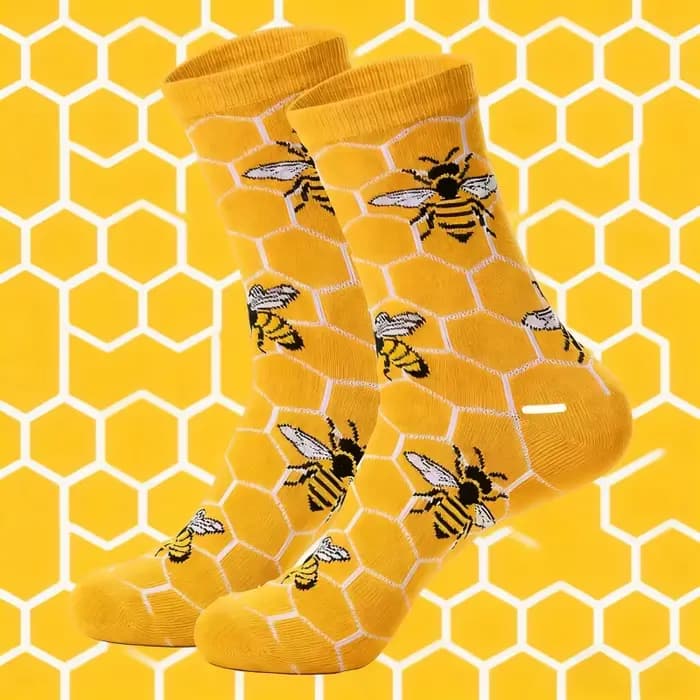 1 paire de chaussettes longues décontractées respirantes pour hommes et femmes, à motif de nid d'abe